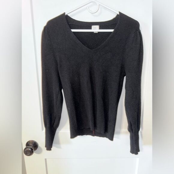 Black V-Neck Women's Sweater - Picture 1 of 5